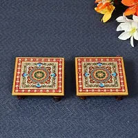 Designer Marble Chowki With White Box Packing (Pack of 02 Chowki) (Size = 4 inch x 4 inch)-thumb1