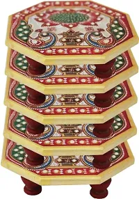 Designer Octagonal Marble Chowki With White Box Packing (Pack of 05 Chowki) (Size = 4 inch x 4 inch)-thumb1