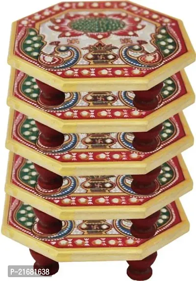 Designer Octagonal Marble Chowki With White Box Packing (Pack of 05 Chowki) (Size = 4 inch x 4 inch)-thumb2