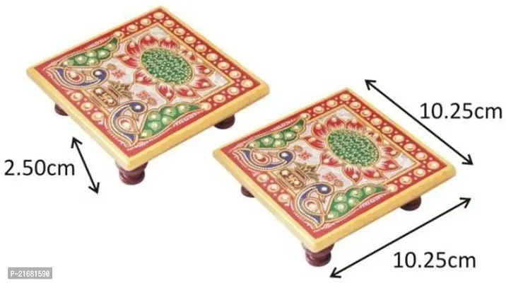 Designer Marble Chowki With White Box Packing (Pack of 04 Chowki) (Size = 4 inch x 4 inch)-thumb2