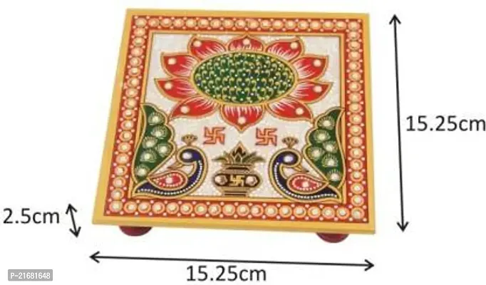 Designer Marble Chowki With White Box Packing (Pack of 04 Chowki) (Size = 6 inch x 6 inch)-thumb3