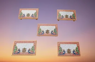 Designer Marble Chowki With White Box Packing (Pack of 05 Chowki) (Size = 6 inch x 4 inch)-thumb2