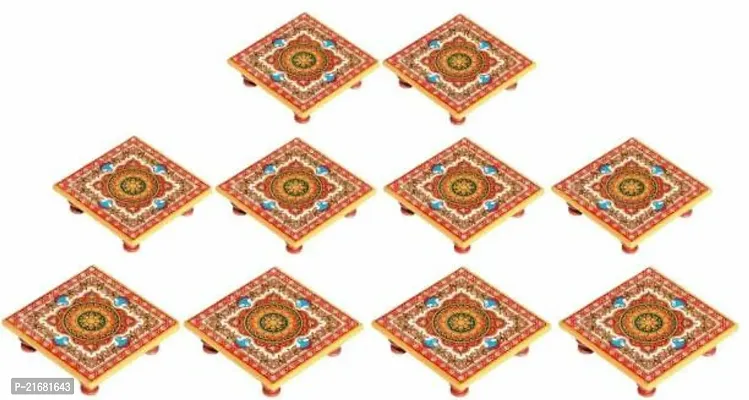 Designer Marble Chowki With White Box Packing (Pack of 10 Chowki) (Size = 4 inch x 4 inch)