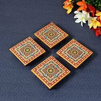 Designer Marble Chowki With White Box Packing (Pack of 04 Chowki) (Size = 4 inch x 4 inch)-thumb1