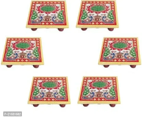 Designer Marble Chowki With White Box Packing (Pack of 06 Chowki) (Size = 4 inch x 4 inch)