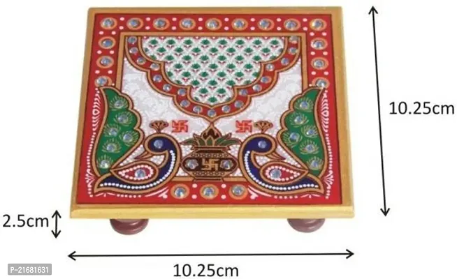 Designer Marble Chowki With White Box Packing (Pack of 10 Chowki) (Size = 4 inch x 4 inch)-thumb2