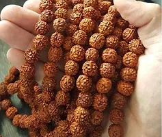 Dwarka Designs Original 5 Mukhi Rudraksha Certified Natural 8mm Japa Mala 108 Beads Wood Chain Beads Wood Chain-thumb1