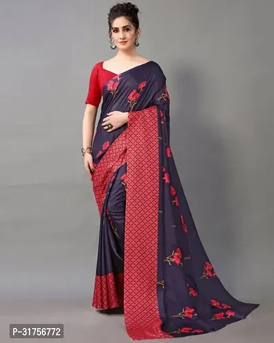 Stylish Blue Cotton Saree with Blouse piece For Women