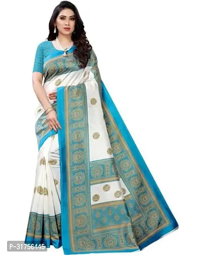 Stylish Green Cotton Saree with Blouse piece For Women