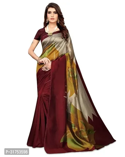 Stylish Maroon Cotton Saree with Blouse piece For Women-thumb0