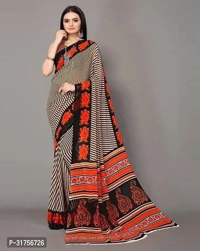 Stylish Multicoloured Cotton Saree with Blouse piece For Women