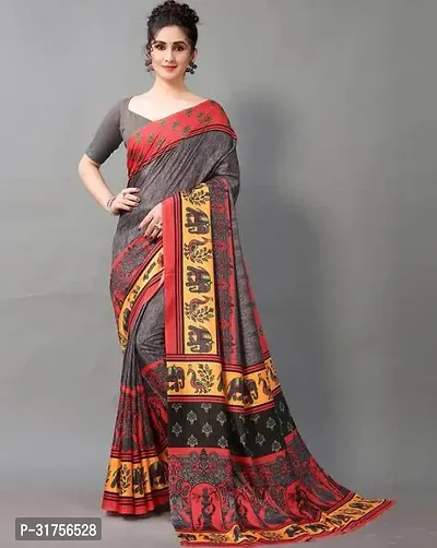 Stylish Multicoloured Cotton Saree with Blouse piece For Women-thumb0