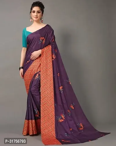 Stylish Purple Cotton Saree with Blouse piece For Women