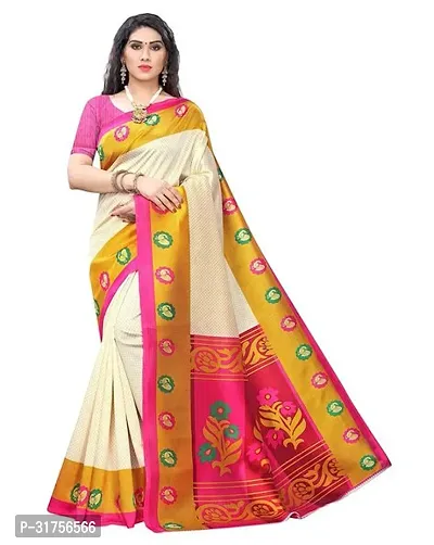 Stylish Multicoloured Cotton Saree with Blouse piece For Women-thumb0