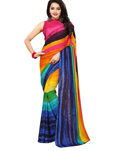 Stylish Crepe Saree with Blouse piece For Women