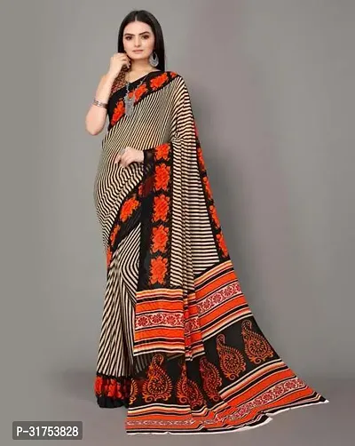 Stylish grey Cotton Saree with Blouse piece For Women-thumb0