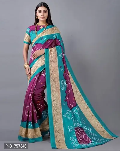 Stylish Purple Cotton Saree with Blouse piece For Women