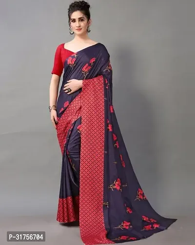 Stylish Black Cotton Saree with Blouse piece For Women