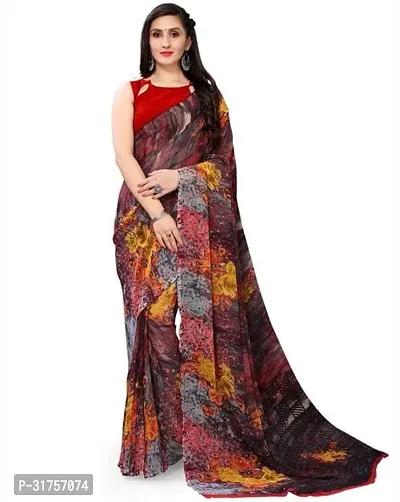 Stylish Multicoloured Cotton Saree with Blouse piece For Women-thumb0