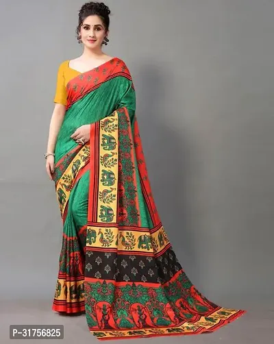 Stylish Multicoloured Cotton Saree with Blouse piece For Women-thumb0