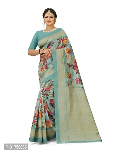 Stylish Multicoloured Cotton Saree with Blouse piece For Women-thumb0