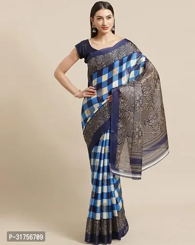 Stylish Multicoloured Cotton Saree with Blouse piece For Women-thumb0