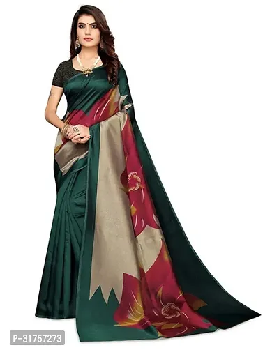 Stylish Green Cotton Saree with Blouse piece For Women-thumb0