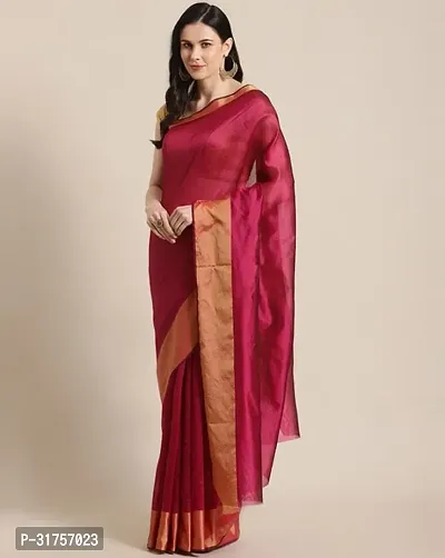 Stylish Maroon Cotton Saree with Blouse piece For Women