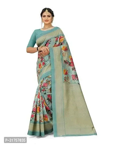 Stylish Multicoloured Cotton Saree with Blouse piece For Women-thumb0