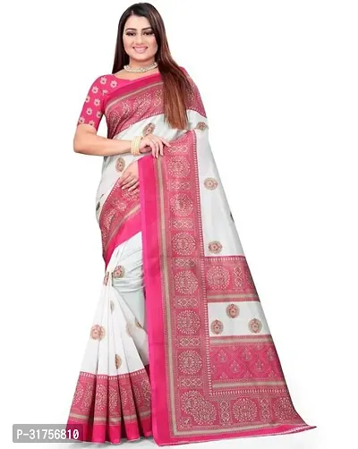 Stylish Multicoloured Cotton Saree with Blouse piece For Women-thumb0