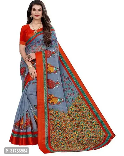 Stylish Multicoloured Cotton Saree with Blouse piece For Women-thumb0