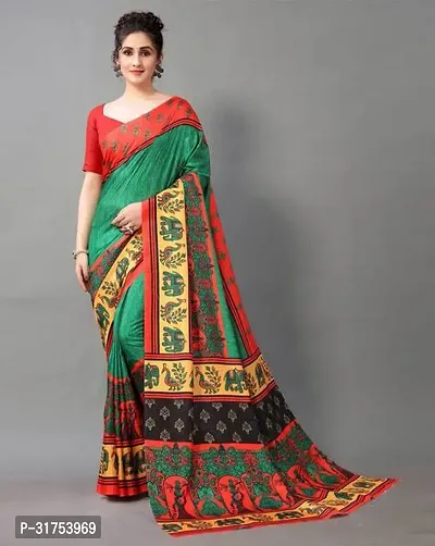 Stylish Multicoloured Cotton Saree with Blouse piece For Women-thumb0