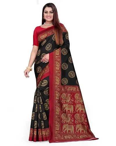 Women Stylish Art Silk Saree with Blouse piece