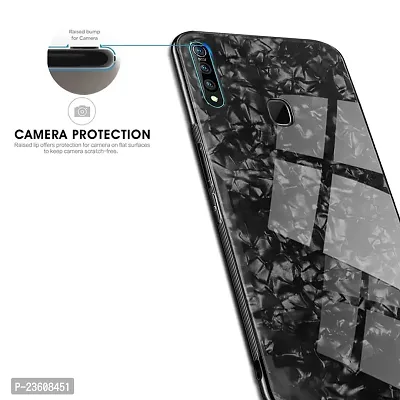 Coverskart Luxurious Marble Pattern Bling Shell Back Glass Case Cover with Soft TPU Bumper for Vivo Z1pro, (Black)-thumb2