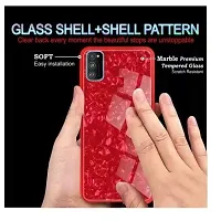 Coverskart Back Cover for Samsung A51 Marble Cover Case, Marble Pattern Anti Scratch Toughened Glass Back Case with Electroplated TPU Bumper Back Case (Red)-thumb1