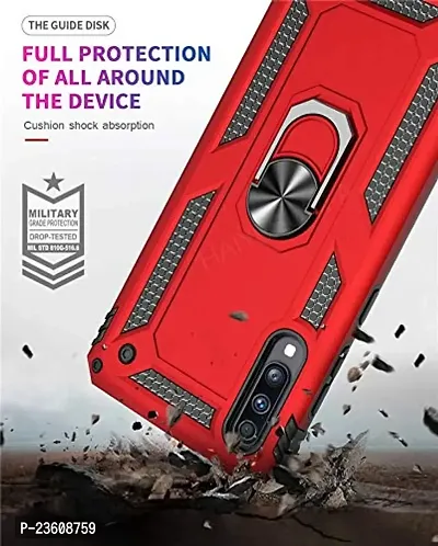 AEMA? for Samsung Galaxy A70 Luxury Dual Layer Hybrid Shockproof Armor Defender Case with 360 Degree Metal Rotating Finger Ring Holder Kickstand for Samsung Galaxy A70, (Red)-thumb2