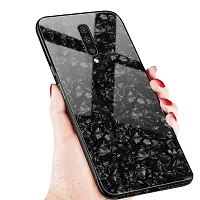 Coverskart for One Plus 8 / One Plus 8 Luxurious Marble Pattern Bling Shell Back Glass Case Cover with Soft TPU Bumper for (One Plus 8, Black)-thumb2