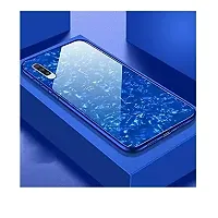 Coverskart Luxurious Marble Pattern Bling Shell Back Glass Case Cover with Soft TPU Bumper for (Samsung A50, Blue)-thumb2