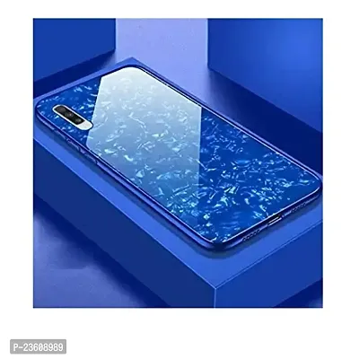 Coverskart Luxurious Marble Pattern Bling Shell Back Glass Case Cover with Soft TPU Bumper for (Samsung A50, Blue)-thumb3