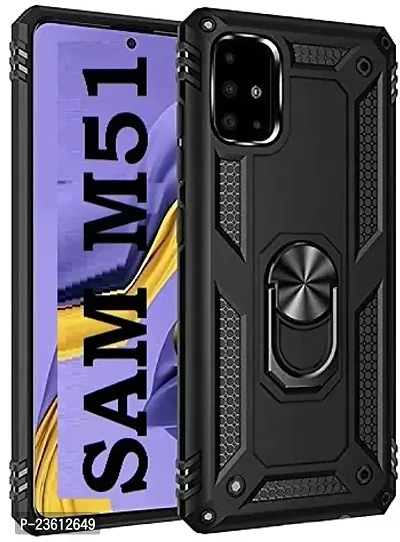 AEMA? for Samsung Galaxy M51 Luxury Dual Layer Hybrid Shockproof Armor Defender Case with 360 Degree Metal Rotating Finger Ring Holder Kickstand for Samsung Galaxy M51, (Black)-thumb0