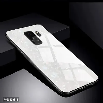 Coverskart Luxurious Marble Pattern Bling Shell Back Glass Case Cover with Soft TPU Bumper for (Samsung S9, White)-thumb0