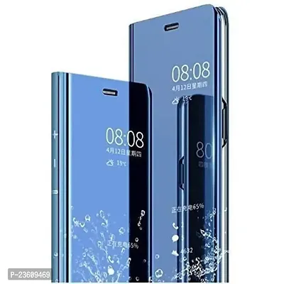 Coverskart? Clear View Mirror Stand Flip Cover for (One Plus 6T / 1+6T, Blue)