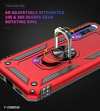 AEMA? Luxury Dual Layer Hybrid Shockproof Armor Defender Case with 360 Degree Metal Rotating Finger Ring Holder Kickstand for (VIVO S1, Red)-thumb3