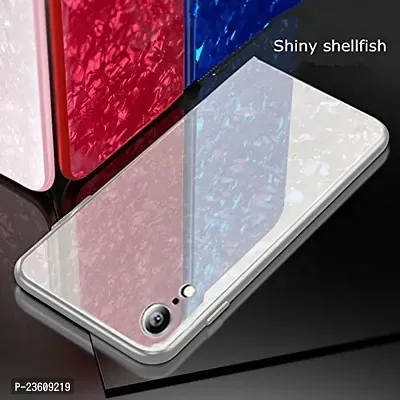 Coverskart Luxurious Marble Pattern Bling Shell Back Glass Case Cover with Soft TPU Bumper for iPhone XR (White)-thumb4