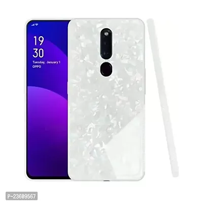 Coverskart Luxurious Marble Pattern Bling Shell Back Glass Case Cover with Soft TPU Bumper for (Oppo F11pro, White)