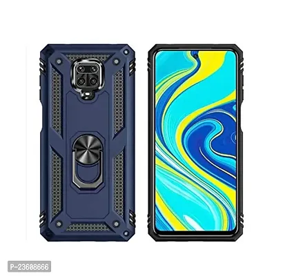 AEMA? for Poco M2 Pro Luxury Dual Layer Hybrid Shockproof Armor Defender Case with 360 Degree Metal Rotating Finger Ring Holder Kickstand for (Blue)