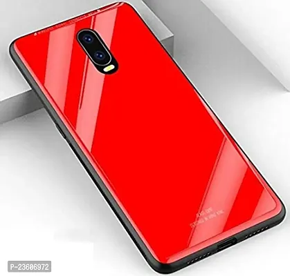 Coverskart Luxury Premium Tempered Glass Protection Hard Soft Silicone Back Case for OnePlus 6t / One Plus 6T / 1+6T Red