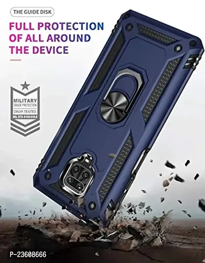 AEMA? for Poco M2 Pro Luxury Dual Layer Hybrid Shockproof Armor Defender Case with 360 Degree Metal Rotating Finger Ring Holder Kickstand for (Blue)-thumb4