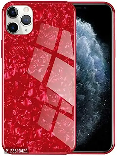 Coverskart Back Cover for RealMe C11 Marble Cover Case, Marble Pattern Anti Scratch Toughened Glass Back Case with Electroplated TPU Bumper Back Case (Red)-thumb0