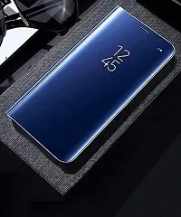 Mirror Flip Cover Semi Clear View Smart Cover Phone S-View Clear, Kickstand FLIP Case for Oppo F9 PRO Blue-thumb2